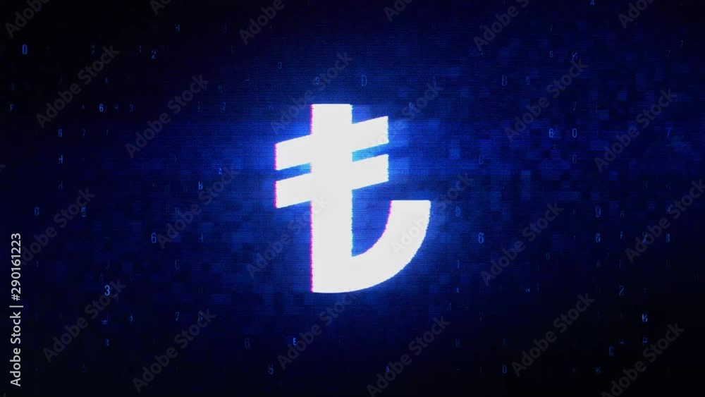 Poster turkish lira turkish currency symbol abstract digital pixel noise glitch error video damage signal l