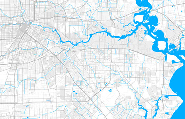 Rich detailed vector map of Pasadena, Texas, USA
