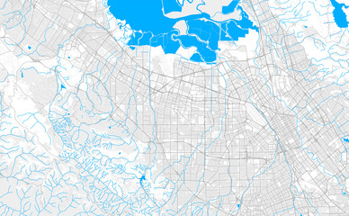 Rich detailed vector map of Sunnyvale, California, USA