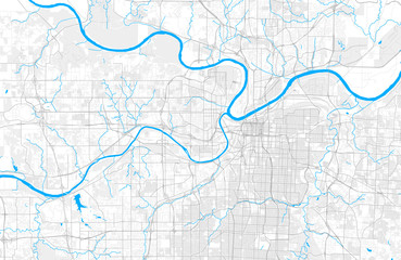 Rich detailed vector map of Kansas City, Kansas, USA
