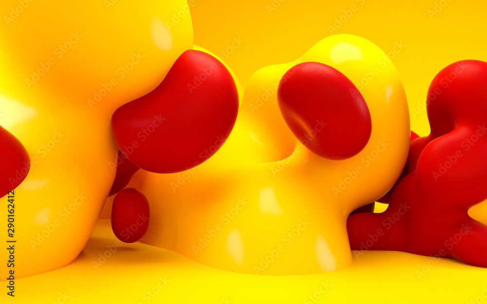 Poster 3d rendering illustration. abstract smooth liquid art. horizontal background design for web site and