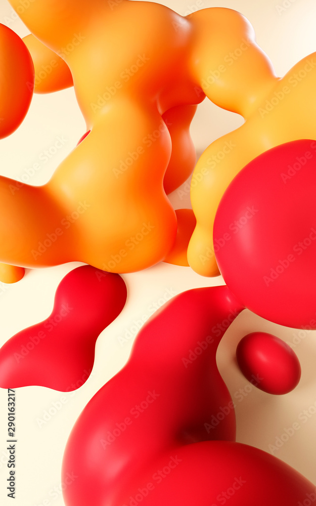 Poster 3d rendering illustration. abstract smooth liquid art. vertical background design for stories and gr