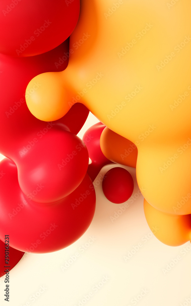 Poster 3d rendering illustration. abstract smooth liquid art. vertical background design for stories and gr