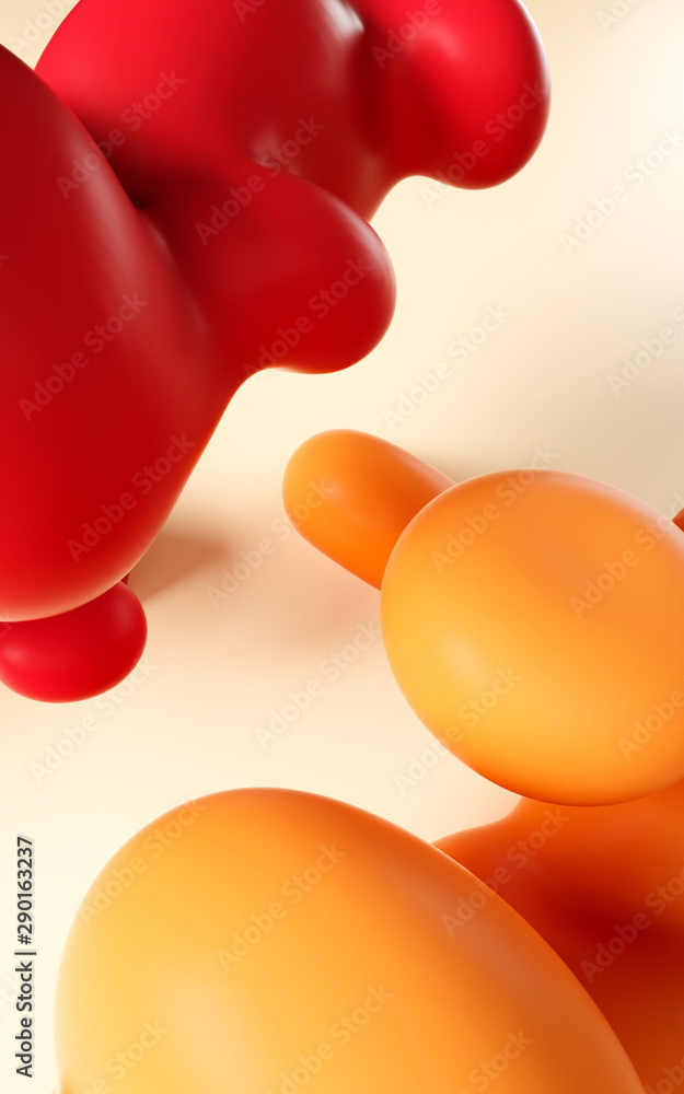 Poster 3d rendering illustration. abstract smooth liquid art. vertical background design for stories and gr