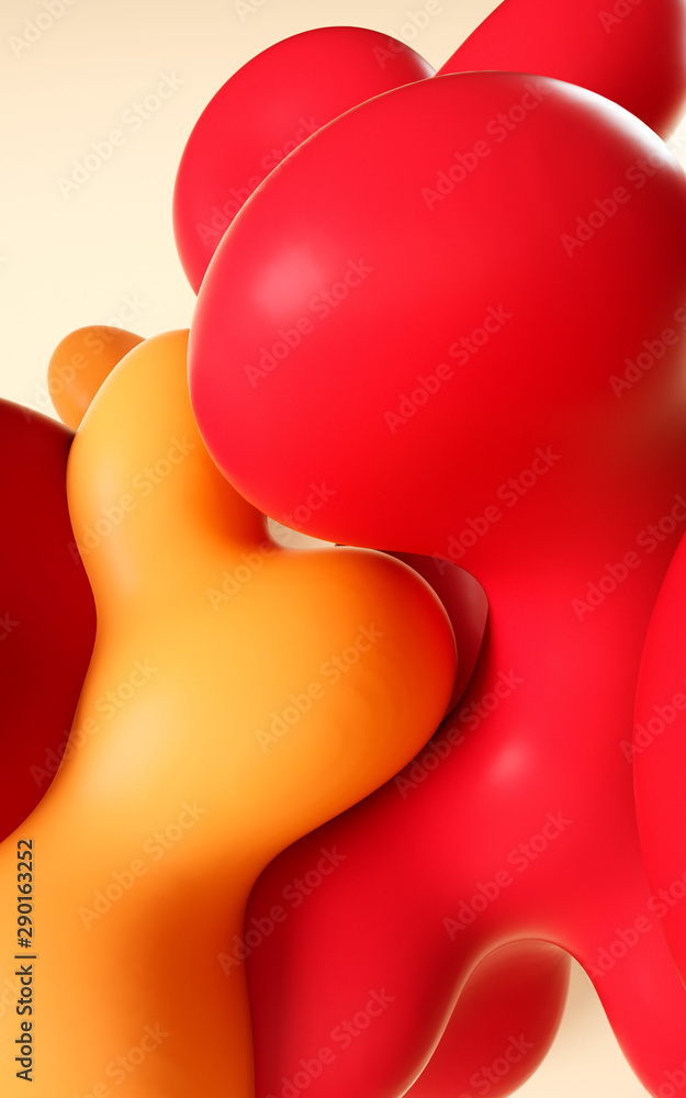 Poster 3d rendering illustration. abstract smooth liquid art. vertical background design for stories and gr