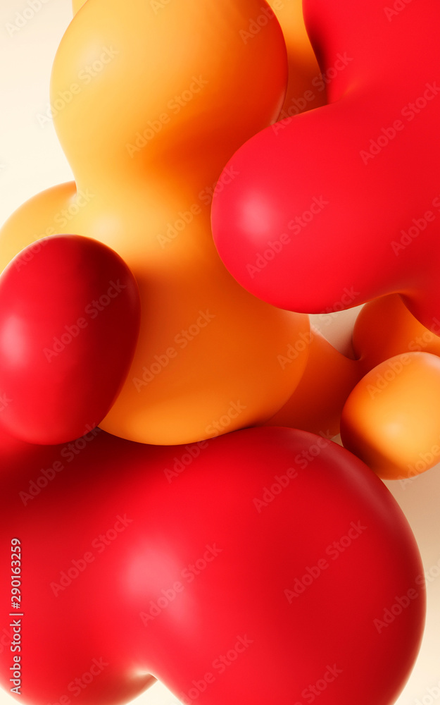 Poster 3d rendering illustration. abstract smooth liquid art. vertical background design for stories and gr