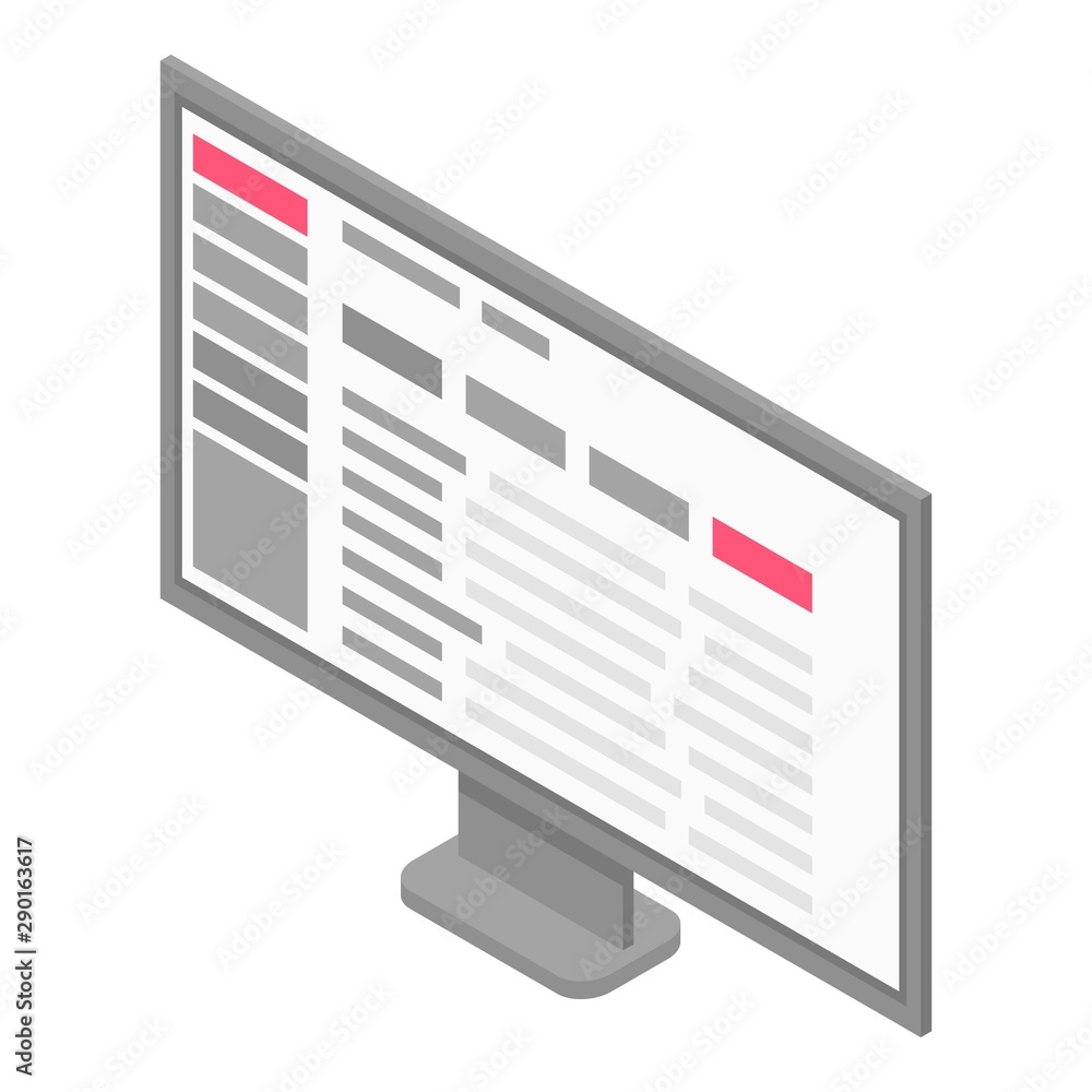 Poster computer flat monitor icon. isometric of computer flat monitor vector icon for web design isolated o