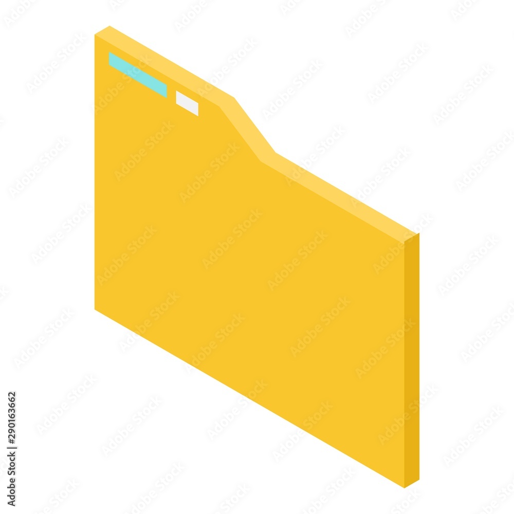 Poster yellow file folder icon. isometric of yellow file folder vector icon for web design isolated on whit