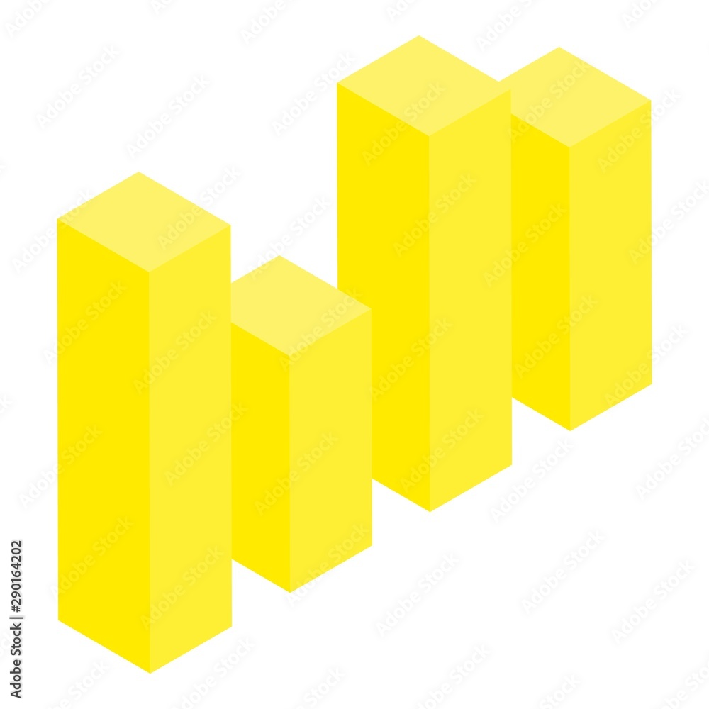 Poster yellow bar graph icon. isometric of yellow bar graph vector icon for web design isolated on white ba
