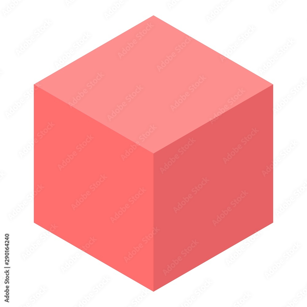 Poster red cube icon. isometric of red cube vector icon for web design isolated on white background
