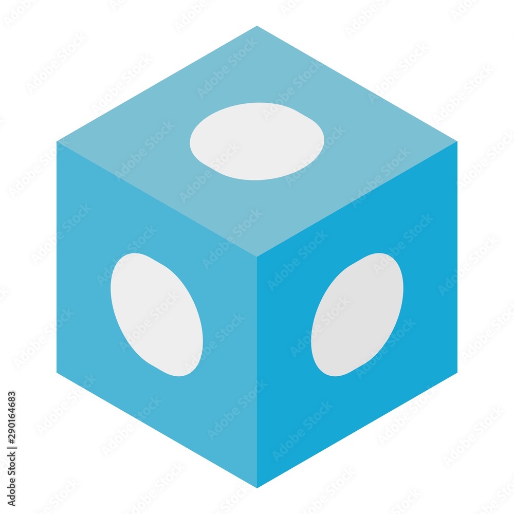 Aufkleber blue cube with white dots. icon. isometric of blue cube with white dots. vector icon for web design 