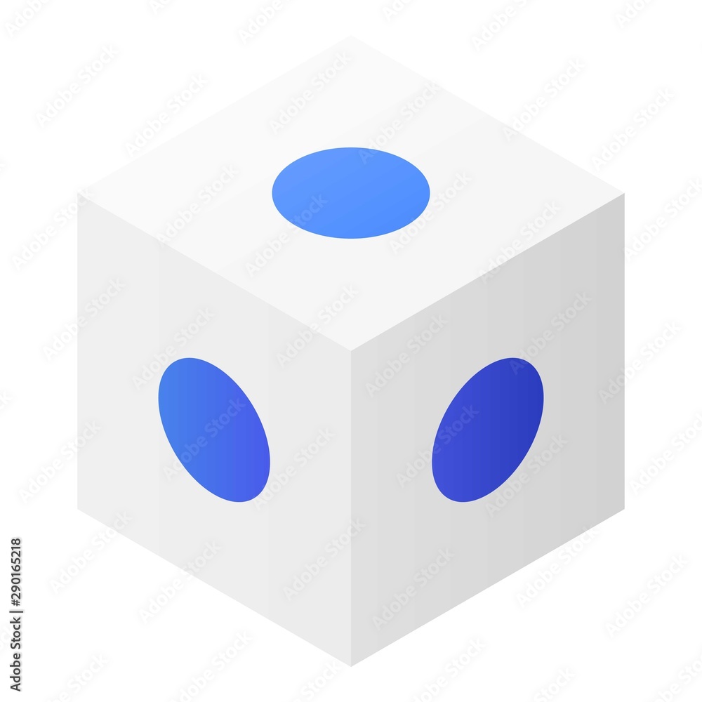 Poster cube with blue dots icon. isometric of cube with blue dots vector icon for web design isolated on wh