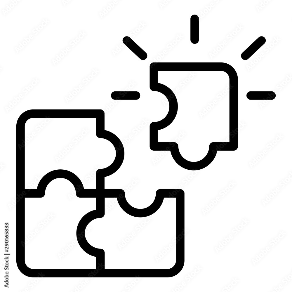 Poster puzzle step icon. outline puzzle step vector icon for web design isolated on white background