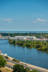 Obraz premium Szczecin – Panorama view with Odra river. Szczecin historical city with architectural layout similar to Paris