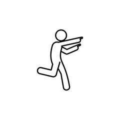 Man run, finger icon. Element of man pointing finger thin line icon