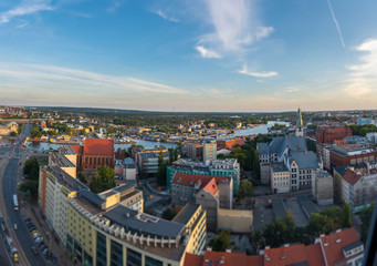 Fototapeta na wymiar Szczecin – Panorama view with Odra river. Szczecin historical city with architectural layout similar to Paris