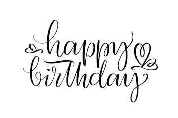 Fototapeta premium Happy Birthday words. Hand drawn creative calligraphy and brush pen lettering, design for holiday greeting cards and invitations.