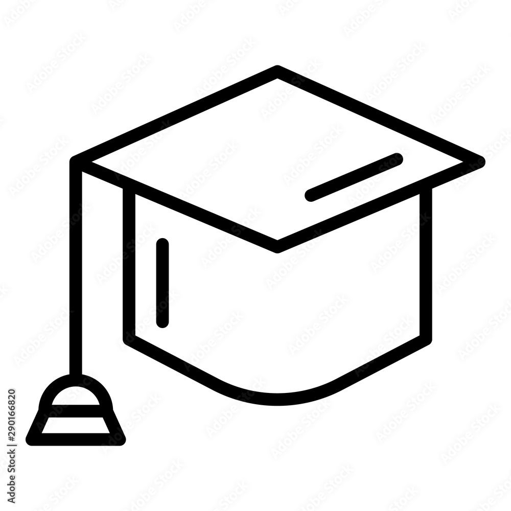 Poster Square academic cap icon. Outline square academic cap vector icon for web design isolated on white background