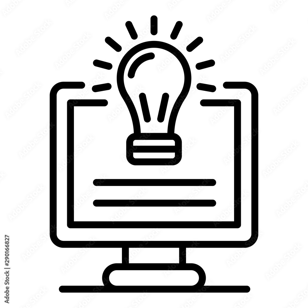 Poster light bulb on screen icon. outline light bulb on screen vector icon for web design isolated on white