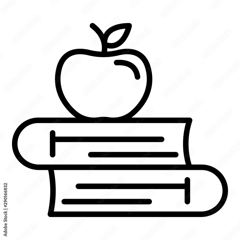 Aufkleber apple on books icon. outline apple on books vector icon for web design isolated on white background
