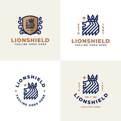 Royal lion logo with crown design collection