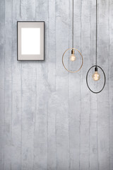 decorative brick wall and interior design frame and lamp