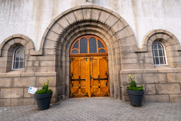 The old door of St.Svithun church in Stavanger