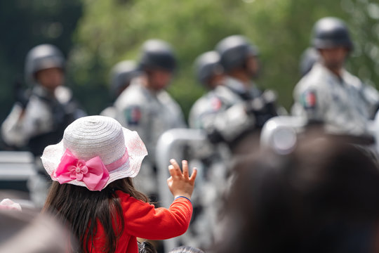 Mexico City parade watcher for Mexican Independence Day for Mexico