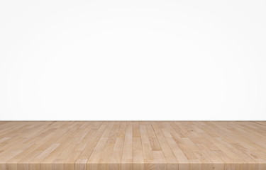 Empty top wooden table on white background, Empty ready for your product display or montage, 3D rendering