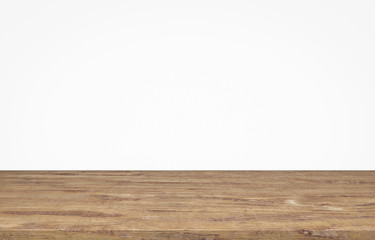 Empty top wooden table on white background, Empty ready for your product display or montage, 3D rendering