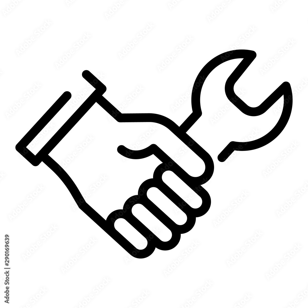 Poster wrench in hand icon. outline wrench in hand vector icon for web design isolated on white background