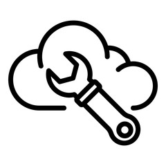 Cloud wrench icon. Outline cloud wrench vector icon for web design isolated on white background