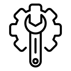 Metal gear wrench icon. Outline metal gear wrench vector icon for web design isolated on white background