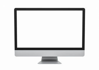 Computer display with blank screen isolated on white background. 3d rendering