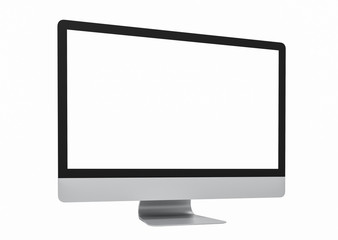 Computer display with blank screen isolated on white background. 3d rendering