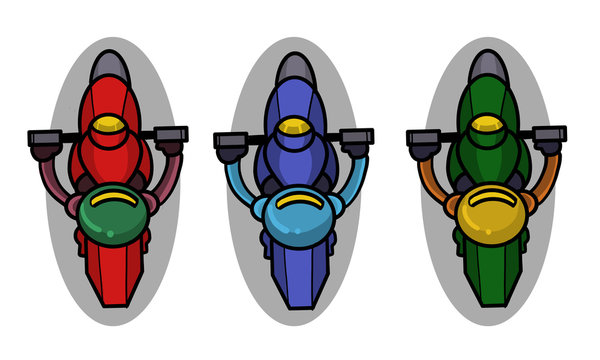 Top view asset game, motorbike sprite for video game. Vector illustration