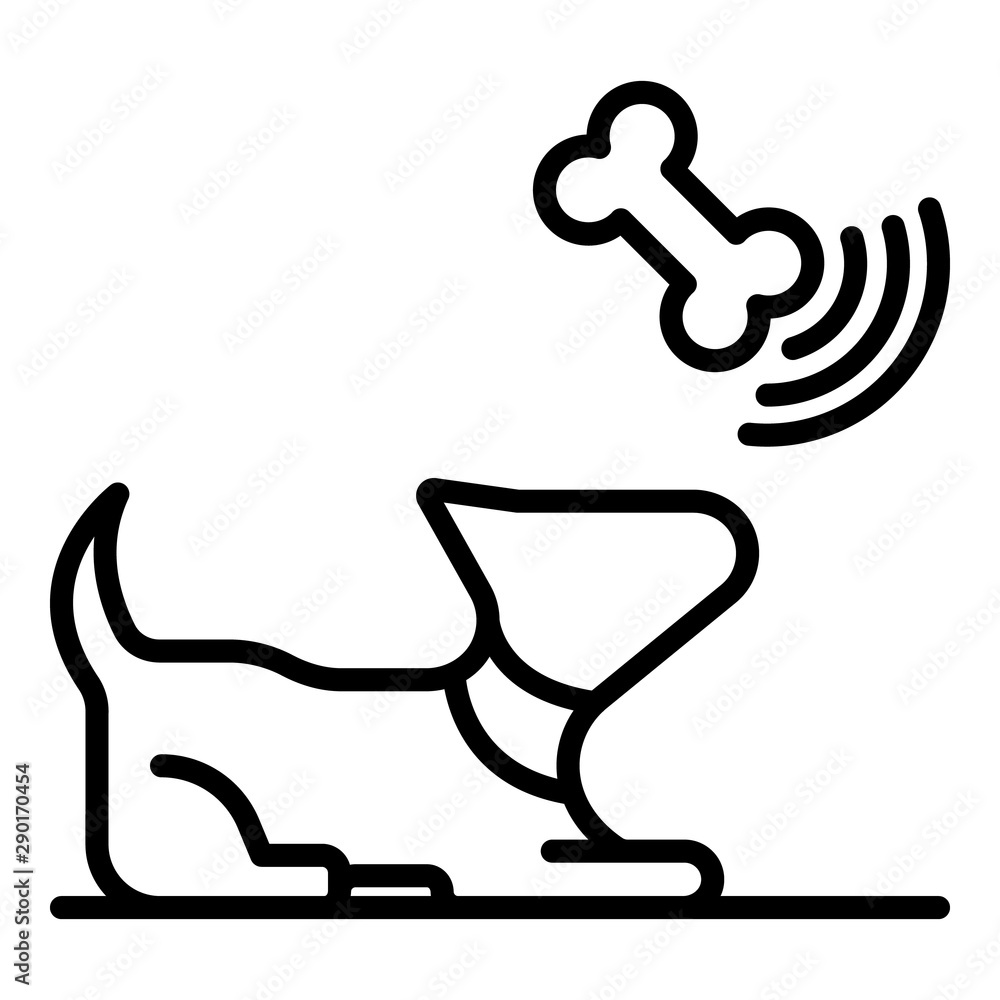 Aufkleber dog catch bone icon. outline dog catch bone vector icon for web design isolated on white background