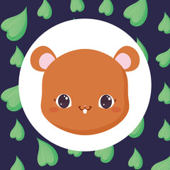 Cute animals and tropical leaves design vector illustration