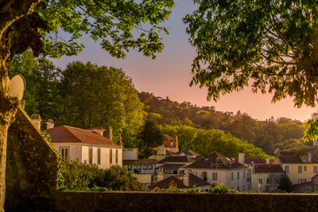 Idyllic Scenery of Sintra town with houses, during sunset.