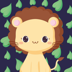 Cute animals and tropical leaves design vector illustration