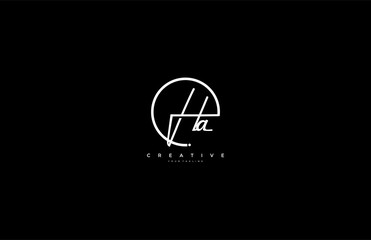 Ha letter calligraphic Minimal monogram emblem style vector logo