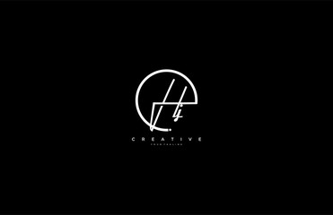 Hj letter calligraphic Minimal monogram emblem style vector logo