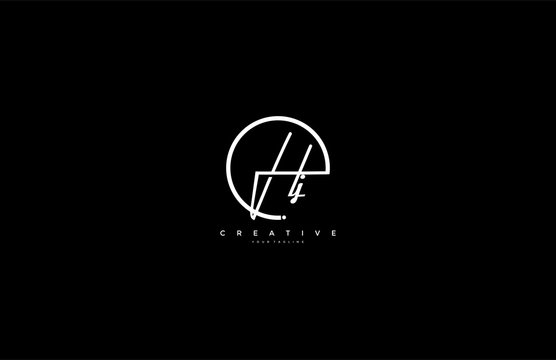 Hj letter calligraphic Minimal monogram emblem style vector logo