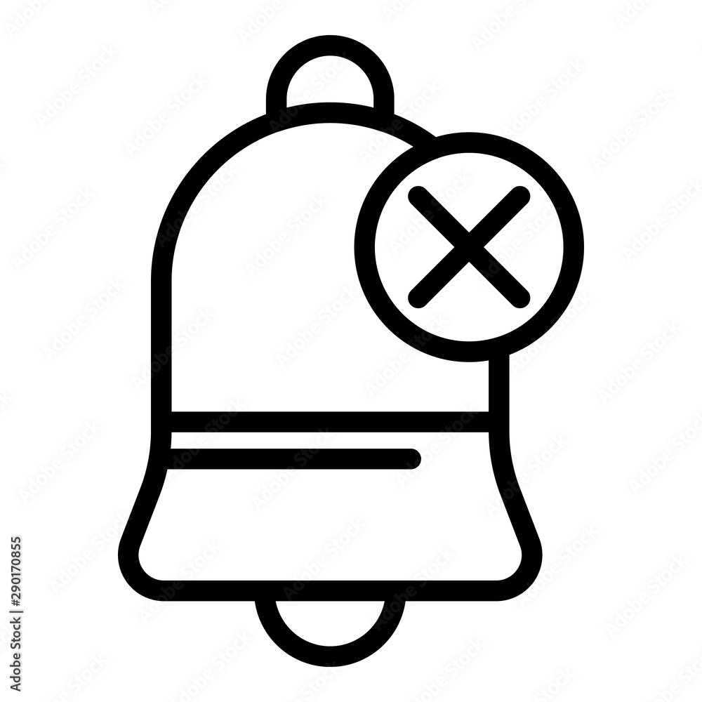 Poster bell with a cross icon. outline bell with a cross vector icon for web design isolated on white backg