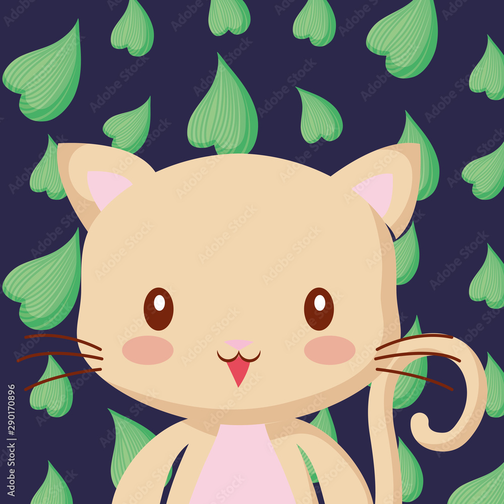 Poster Cute animals and tropical leaves design vector illustration