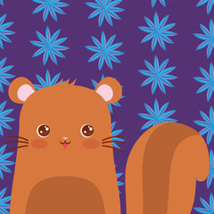 Cute animals and tropical leaves design vector illustration