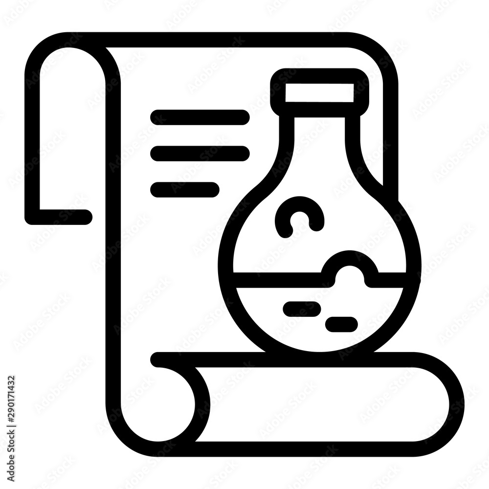 Poster recipe and flask icon. outline recipe and flask vector icon for web design isolated on white backgro