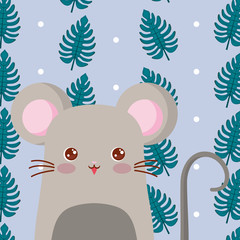 Cute animals and tropical leaves design vector illustration
