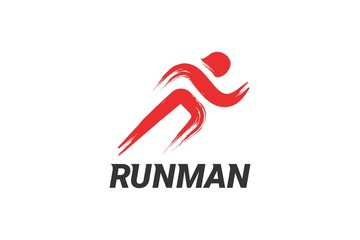 Running Man abstract Delivery Sport Logo design vector template