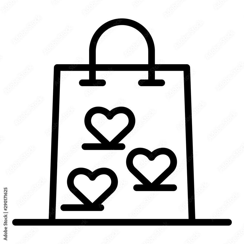Poster package with hearts icon. outline package with hearts vector icon for web design isolated on white b